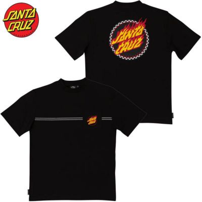 サンタクルーズ SANTA CRUZ CHECK RINGED FLAMED DOT POCKET TEE(BLACK)