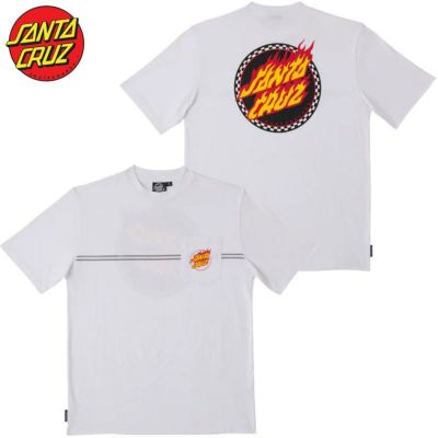 サンタクルーズ SANTA CRUZ CHECK RINGED FLAMED DOT POCKET TEE(WHITE)