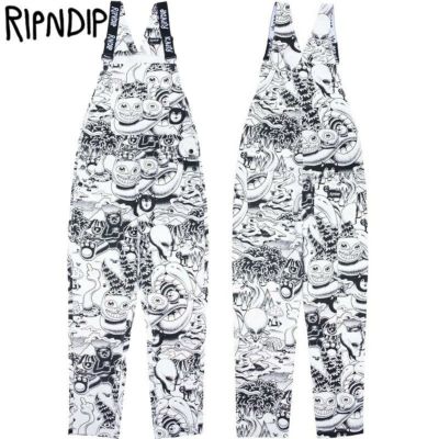 リップンディップ RIPNDIP DARK TWISTED FANTASY OVERALLS(BLACK/WHITE)