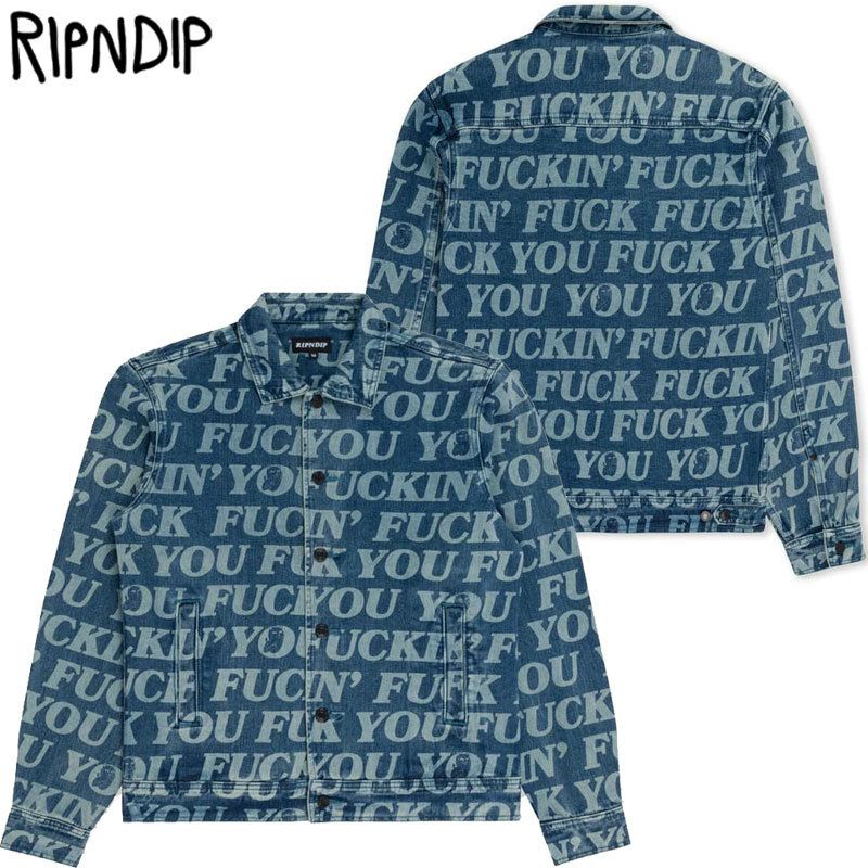 リップンディップ RIPNDIP FUCKIN FUCK DENIM JACKET(MEDIUM WASH