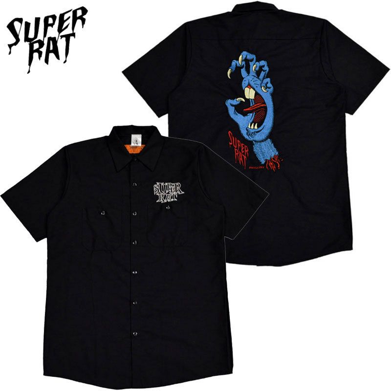 スーパーラット SUPER RAT SCREAMING RAT HAND S/S WORK SHIRT(BLACK) |  大阪心斎橋アメリカ村のセレクトショップWARP(ワープ)の公式オンラインストア！