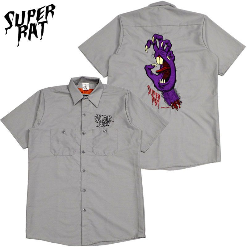 SCREAMING RAT HAND S/S WORK SHIRT(SILVER)