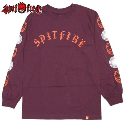 スピットファイヤーウィール SPITFIRE WHEELS OLD E COMBO LONGSLEEVE TEE(BURGUNDY)