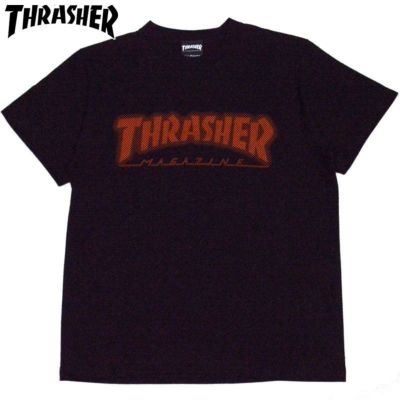 スラッシャー THRASHER DOT HOMETOWN TEE(BLACK/ORANGE)