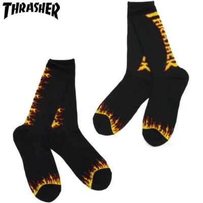 スラッシャー THRASHER FLAME LOGO SOX(BLACK)