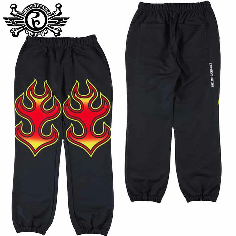 ローリングクレイドル ROLLING CRADLE CLASSIC FIRE SWEAT PANTS(BLACK  