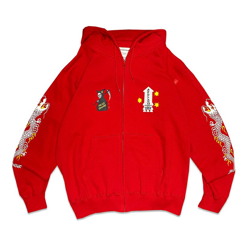 ヘッドグーニー HEADGOONIE DEATH13 FULLZIP HOODY SWEAT(RED) |  大阪心斎橋アメリカ村のセレクトショップWARP(ワープ)の公式オンラインストア！