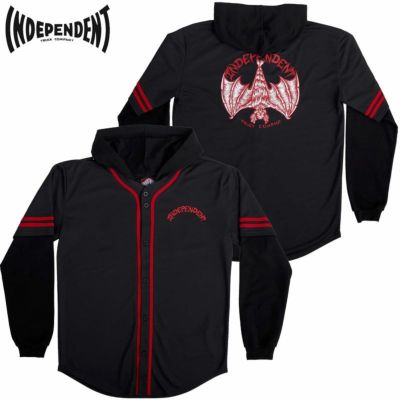 インディペンデント INDEPENDENT NIGHT PROWLERS L/S HOODED BASEBALL JERSEY(BLACK)