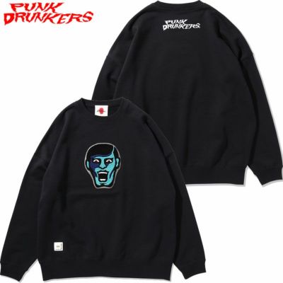 パンクドランカーズ PUNK DRUNKERS [PDS×O.K.]あいつ手振り刺繍BIGトレーナー(NAVY)