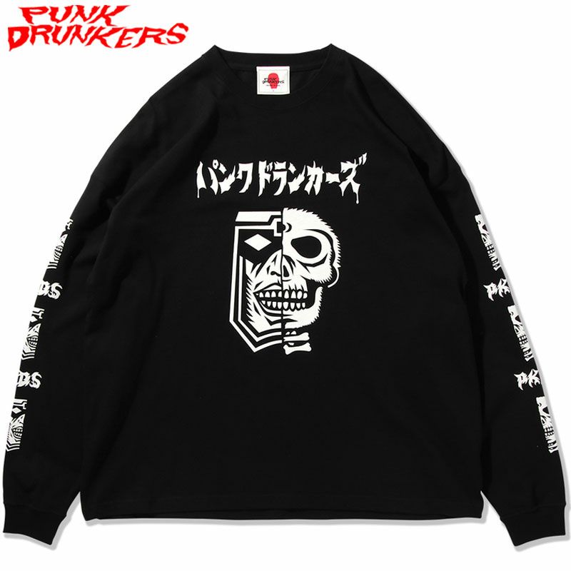 パンクドランカーズ PUNK DRUNKERS 驚愕髑髏BIGロンTEE(BLACK) | 大阪 