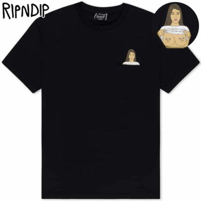 リップンディップ RIPNDIP FLASHING KITTYS POCKET TEE(BLACK)