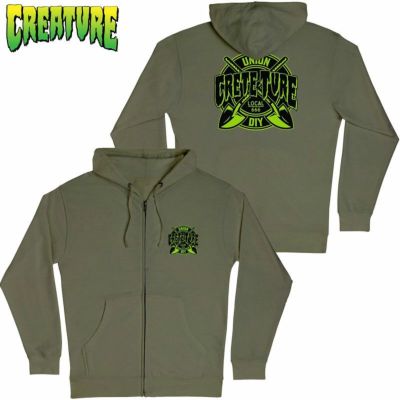 クリーチャースケートボード CREATURE SKATEBOARDS CRETE-TURE DIY ZIP HOODED(ARMY)