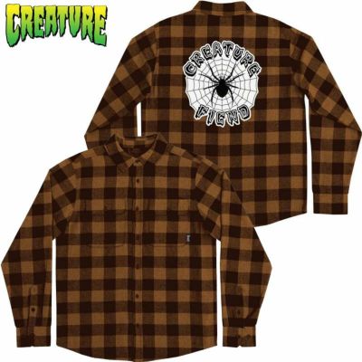 クリーチャースケートボード CREATURE SKATEBOARDS WEB L/S FLANNEL TOP(BLACK/BROWN)