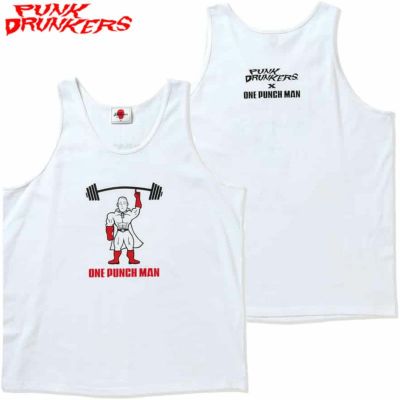 パンクドランカーズ PUNK DRUNKERS [PDS×ワンパンマン]筋トレタンク(WHITE)