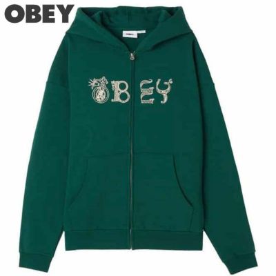 オベイ OBEY WOODCUT EXTRA HEAVY ZIP HOOD(RAIN FOREST)
