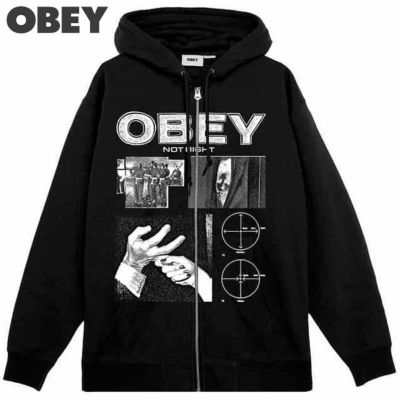 オベイ OBEY OBEY NOT RIGHT ZIP HOOD(BLACK)