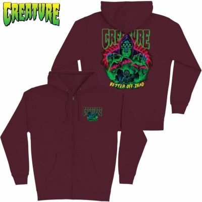 クリーチャースケートボード CREATURE SKATEBOARDS HELLBOUND ZIP HOOD(MAROON)