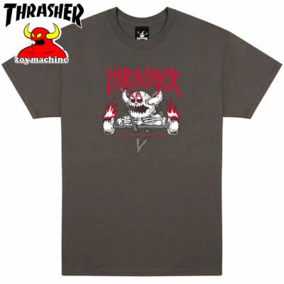 スラッシャー THRASHER THR×TOY MACHINE MONSTER GRAM S/S TEE(CHARCOAL)