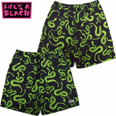 ライフズアビーチ Life's A Beach ELASTIC SHORTS SNAKE(BLACK/GREEN)