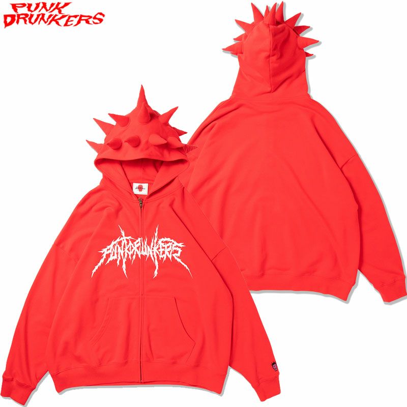 パンクドランカーズ PUNK DRUNKERS トゲトゲZIPパーカ (RED